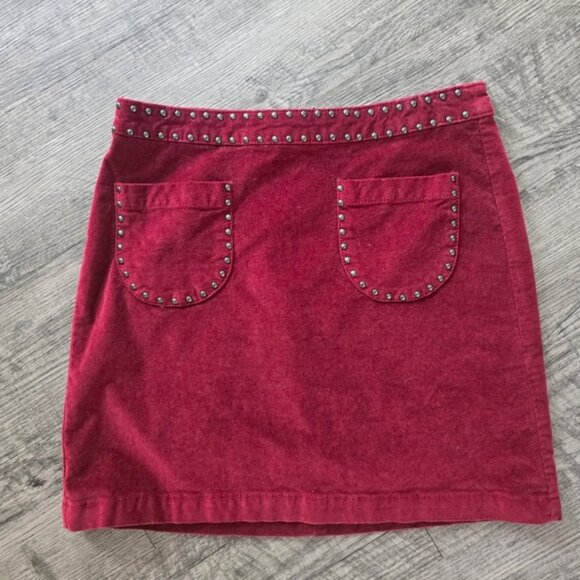 Mossimo Supply Co Red Studded Velvet Embellished Pencil Skirt - Picture 1 of 2